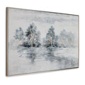 Winter's Woods Hand Painted Silver Floater Frame Wall Art on a white background
