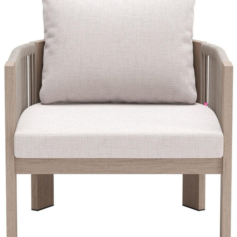 31" Aluminum Outdoor. Outdoor chair isolated on a plain white background, showing a beige metal surface.