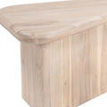 Set of Two Natural Solid Wood Triangle Pedestal Nested Coffee Tables close-up detail