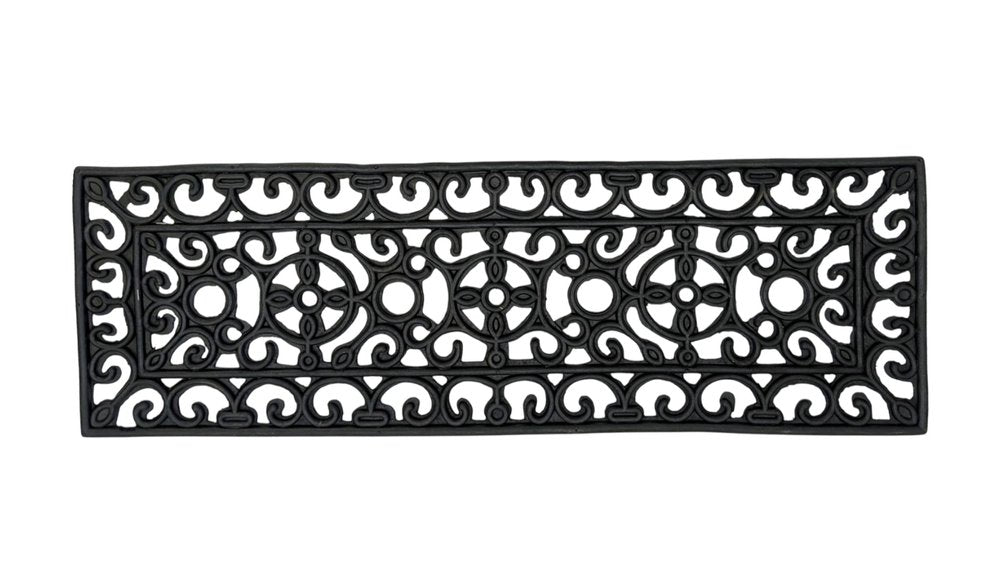 9" X 30" Black Rubber Outdoor Door Mat on a white background