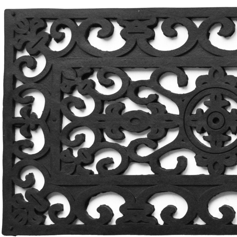 9" X 30" Black Rubber Outdoor Door Mat close-up detail