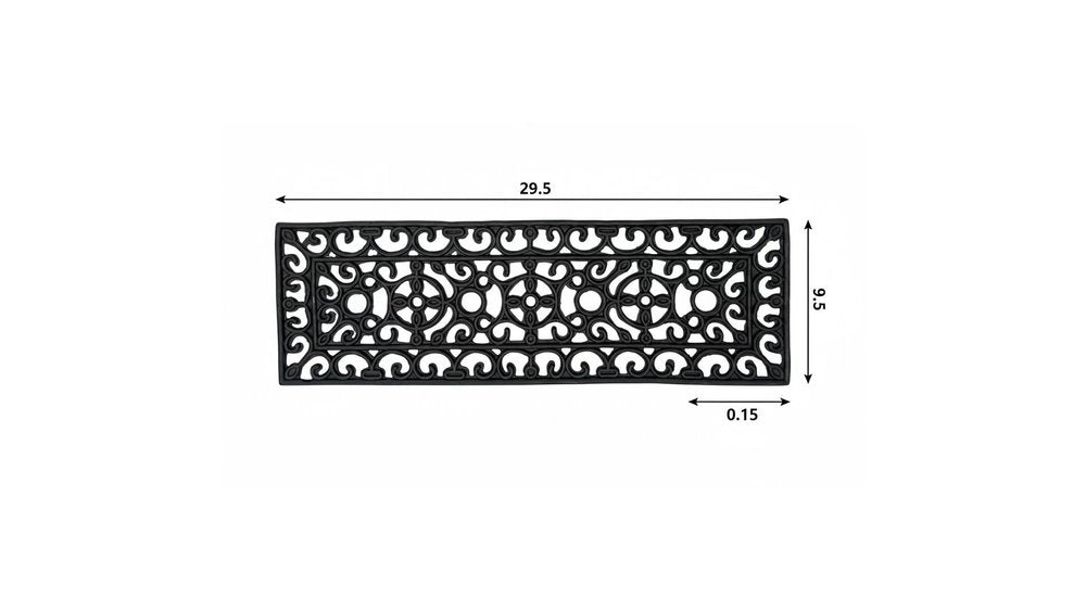 9" X 30" Black Rubber Outdoor Door Mat on a white background
