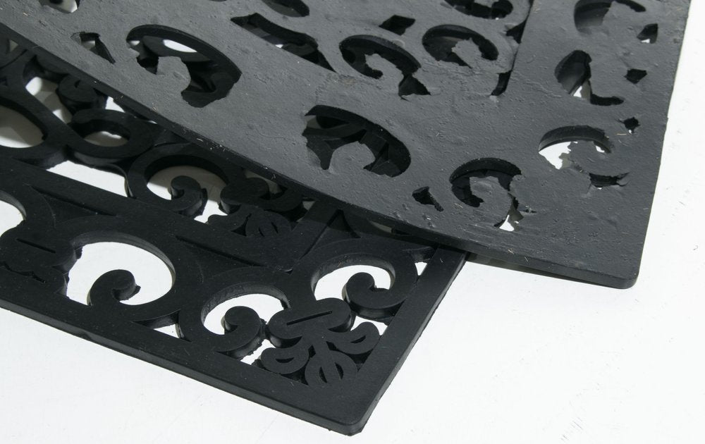 9" X 30" Black Rubber Dog Outdoor Door Mat on a white background