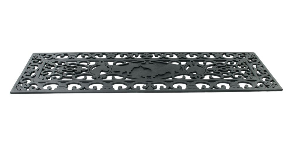 9" X 30" Black Rubber Dog Outdoor Door Mat on a white background