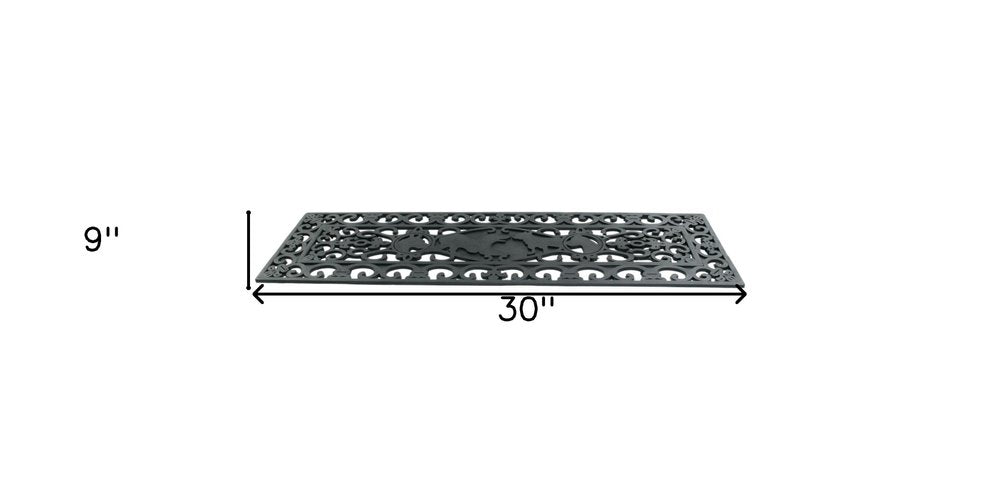 9" X 30" Black Rubber Dog Outdoor Door Mat on a white background