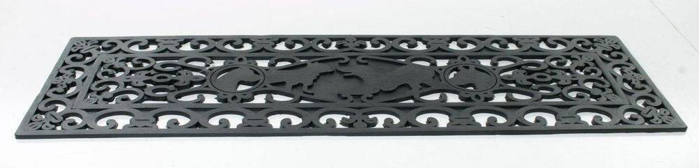 9" X 30" Black Rubber Dog Outdoor Door Mat on a white background