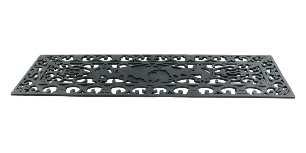 9" X 30" Black Rubber Dog Outdoor Door Mat on a white background