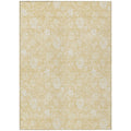 9' X 12' Yellow Wheat And Ivory Floral Washable Indoor Outdoor Area Rug on a white background