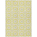 9' X 12' Yellow Ivory And Gray Floral Medallion Washable Indoor Outdoor Area Rug on a white background