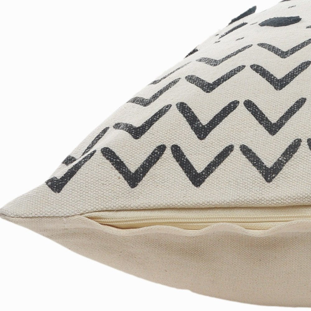 Set of Two 20" White Chevron Throw Pillows on a white background