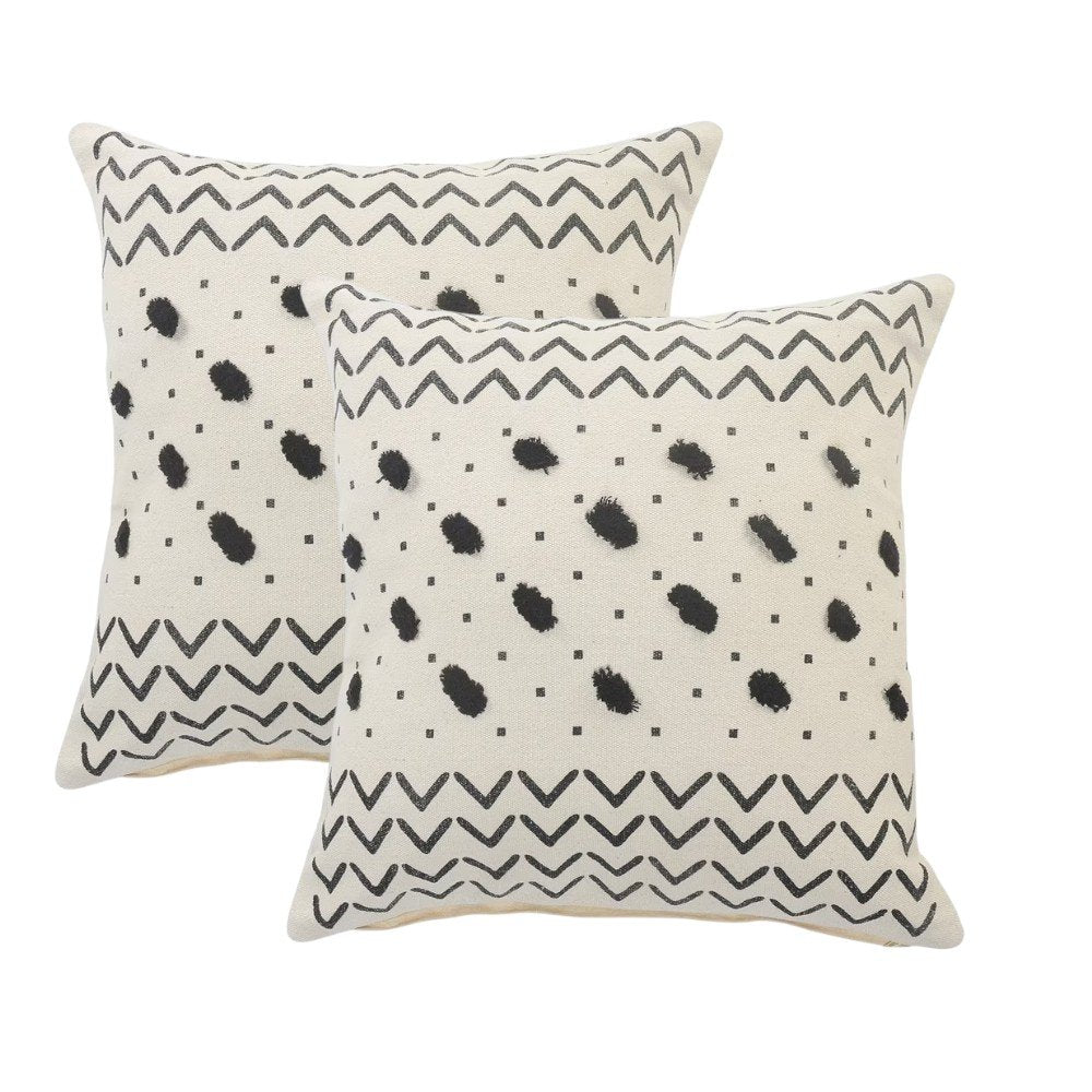 Set of Two 20" White Chevron Throw Pillows