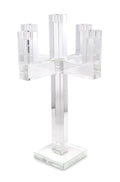 20" Clear Faceted Crystal Tabletop Candelabra Candle Holder