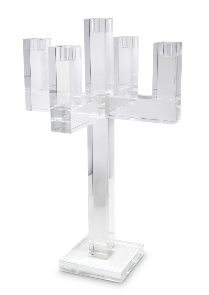 20" Clear Faceted Crystal Tabletop Candelabra Candle Holder