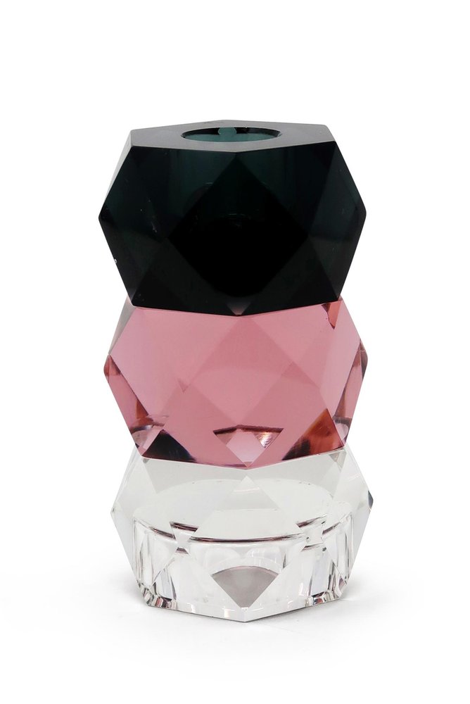 5" Black Abstract Crystal Tabletop Wedding Taper Candlestick