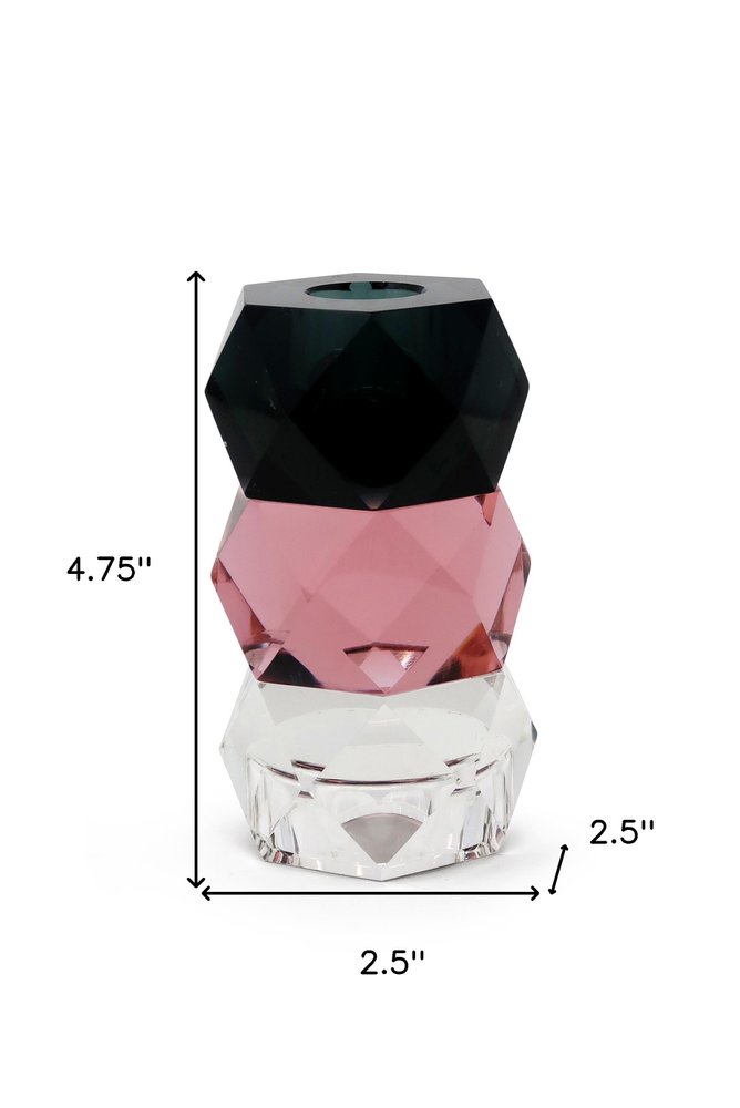 5" Black Abstract Crystal Tabletop Wedding Taper Candlestick