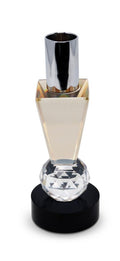 6" Silver Amber Clear And Black Faceted Crystal Tabletop Taper Candlestick