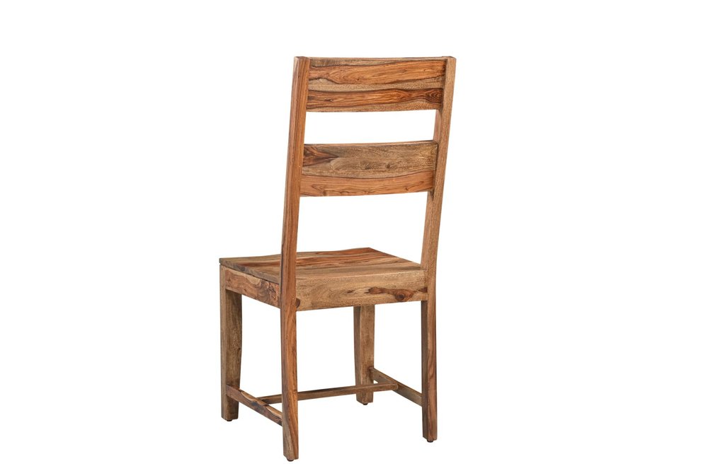 Six Piece Brown and Black Solid Wood Dining Set with Four Chairs on a white background