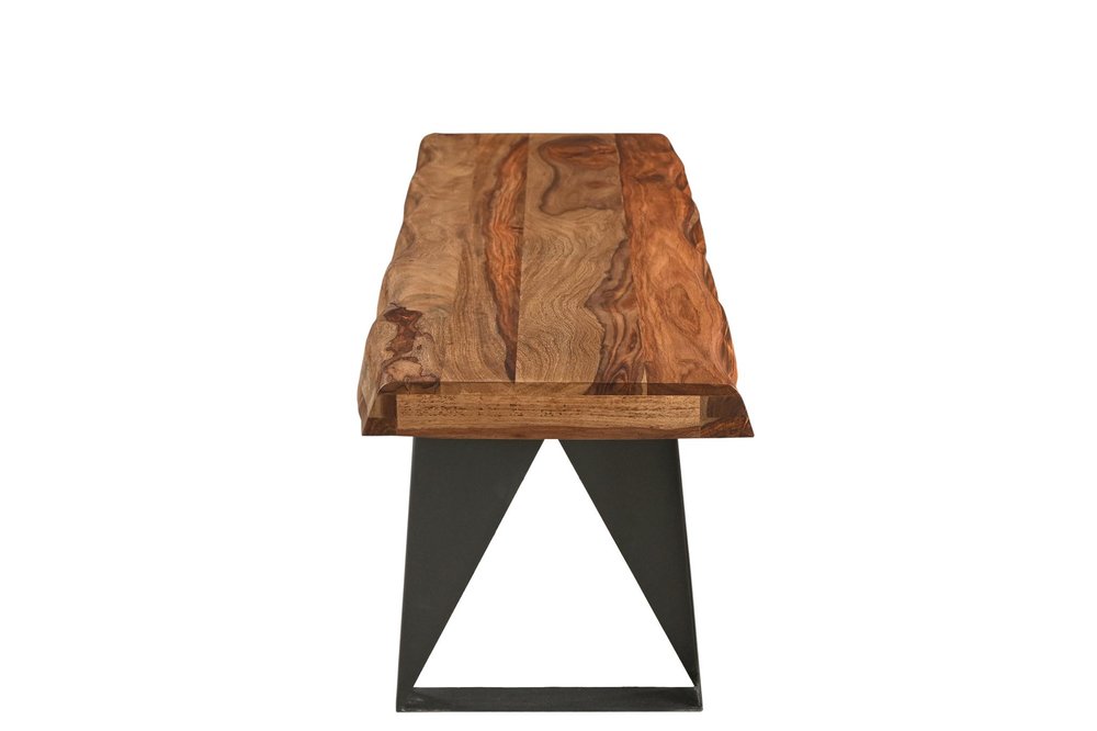 Six Piece Brown and Black Solid Wood Dining Set with Four Chairs on a white background