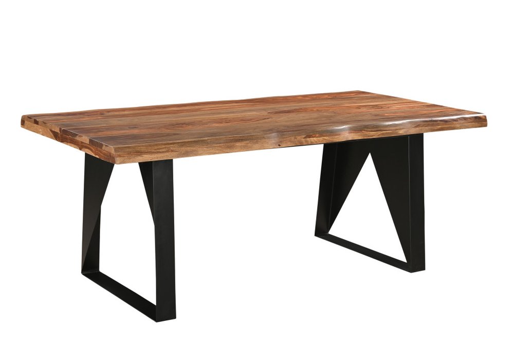 Seven Piece Brown and Black Solid Wood Dining Set with Six Chairs - SKU 590261