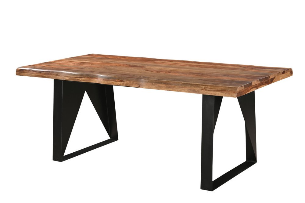 Seven Piece Brown and Black Solid Wood Dining Set with Six Chairs on a white background