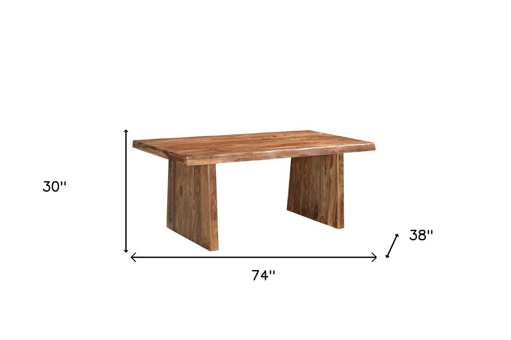 Six Piece Brown Solid Wood Dining Set with Four Chairs on a white background