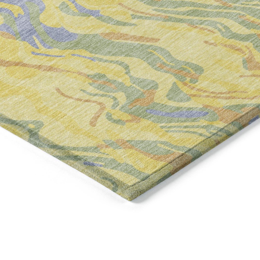 9' X 12' Yellow Purple And Green Abstract Washable Indoor Outdoor Area Rug