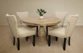 Five Piece Natural Round Solid Wood Dining Set with Four Chairs