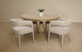Five Piece Dark Brown Round Solid Wood Dining Set with Four Chairs