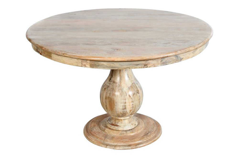 Five Piece Dark Brown Round Solid Wood Dining Set with Four Chairs