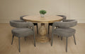 Five Piece Dark Brown Round Solid Wood Dining Set with Four Chairs