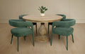 Five Piece Dark Brown Round Solid Wood Dining Set with Four Chairs