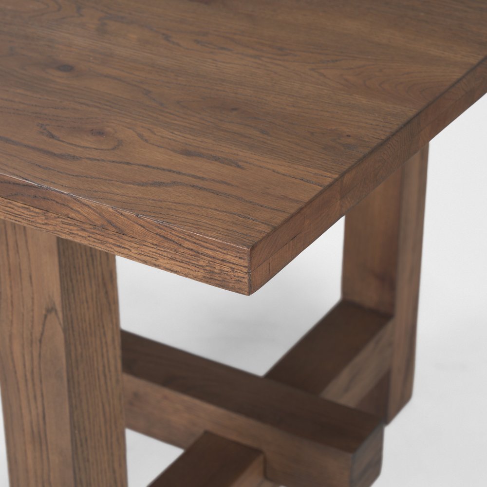84" Brown Solid Wood Trestle Base Dining Table