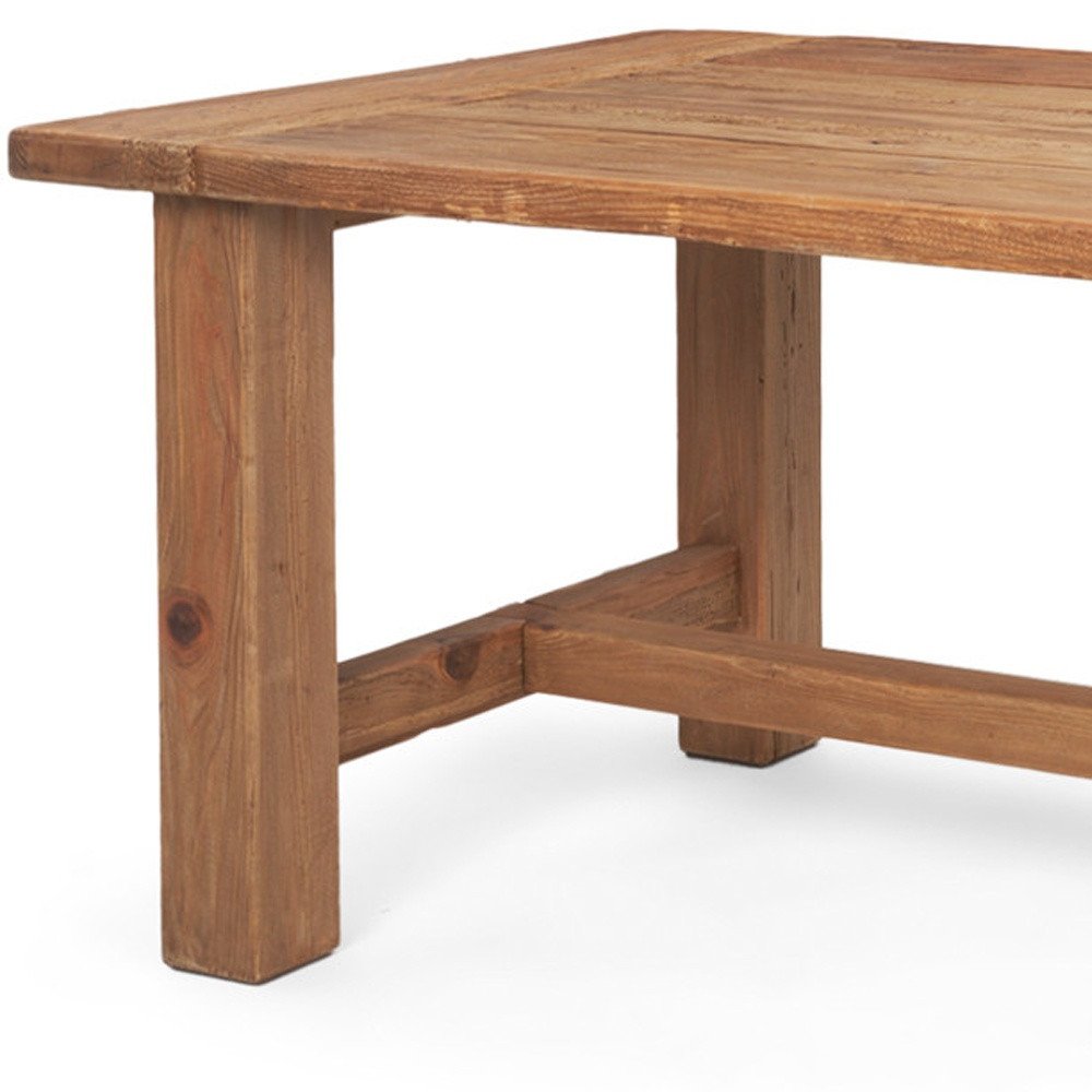 95" Natural Reclaimed Wood Trestle Base Dining Table on a white background