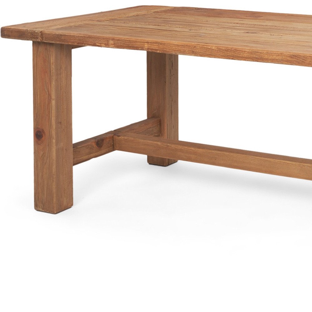 95" Natural Reclaimed Wood Trestle Base Dining Table on a white background