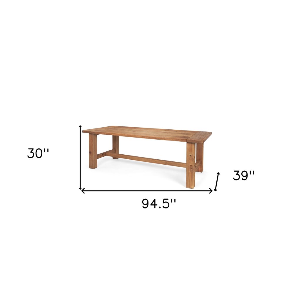 95" Natural Reclaimed Wood Trestle Base Dining Table on a white background