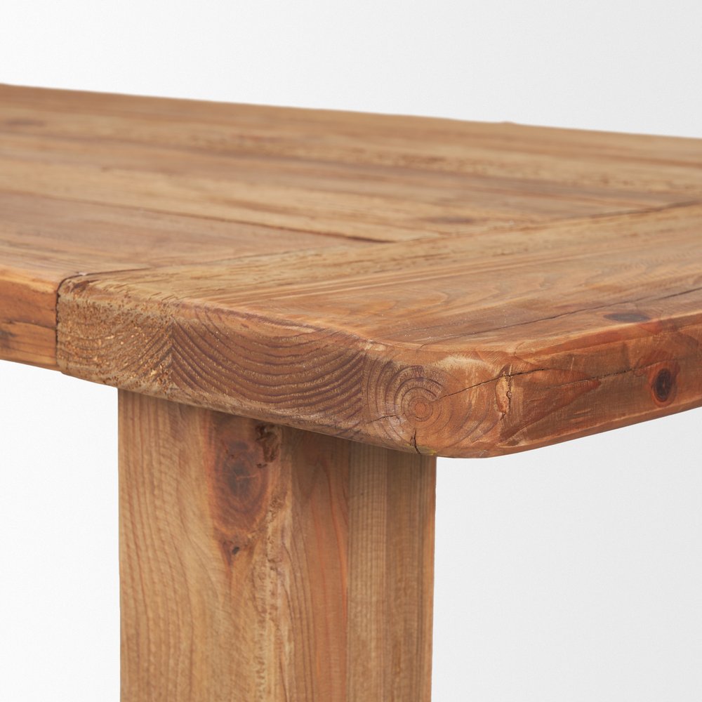95" Natural Reclaimed Wood Trestle Base Dining Table on a white background