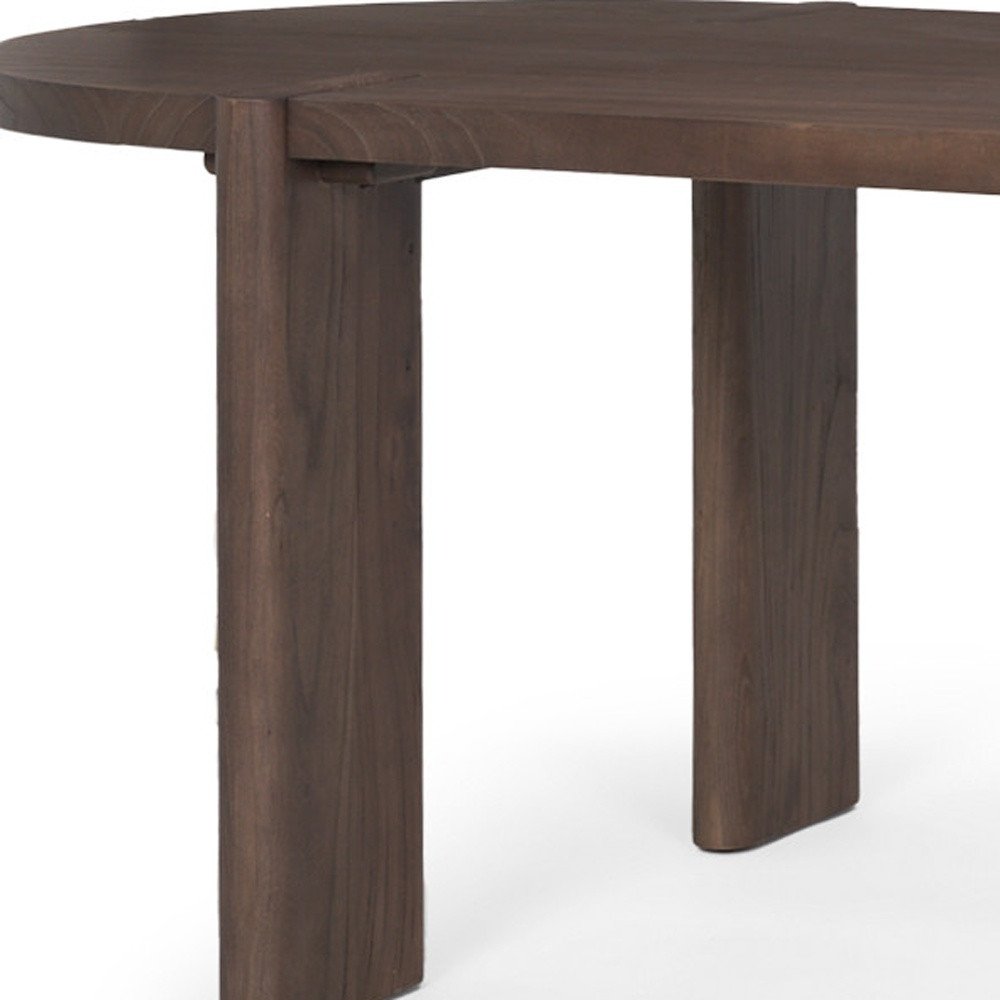 91" Brown Solid Wood Oval Dining Table on a white background