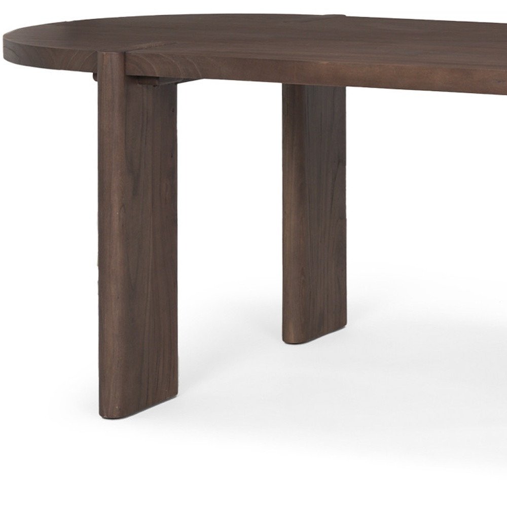 91" Brown Solid Wood Oval Dining Table on a white background