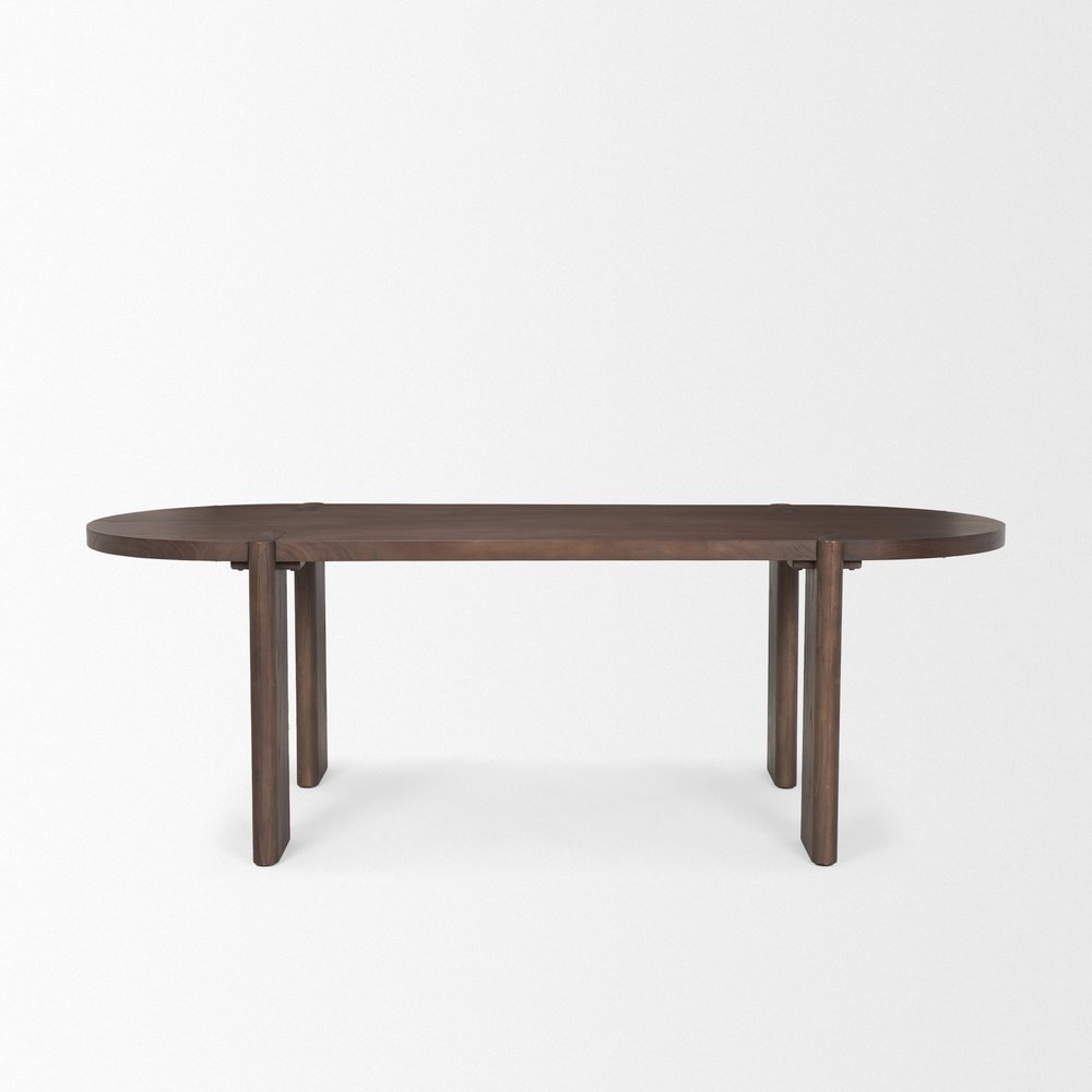 91" Brown Solid Wood Oval Dining Table