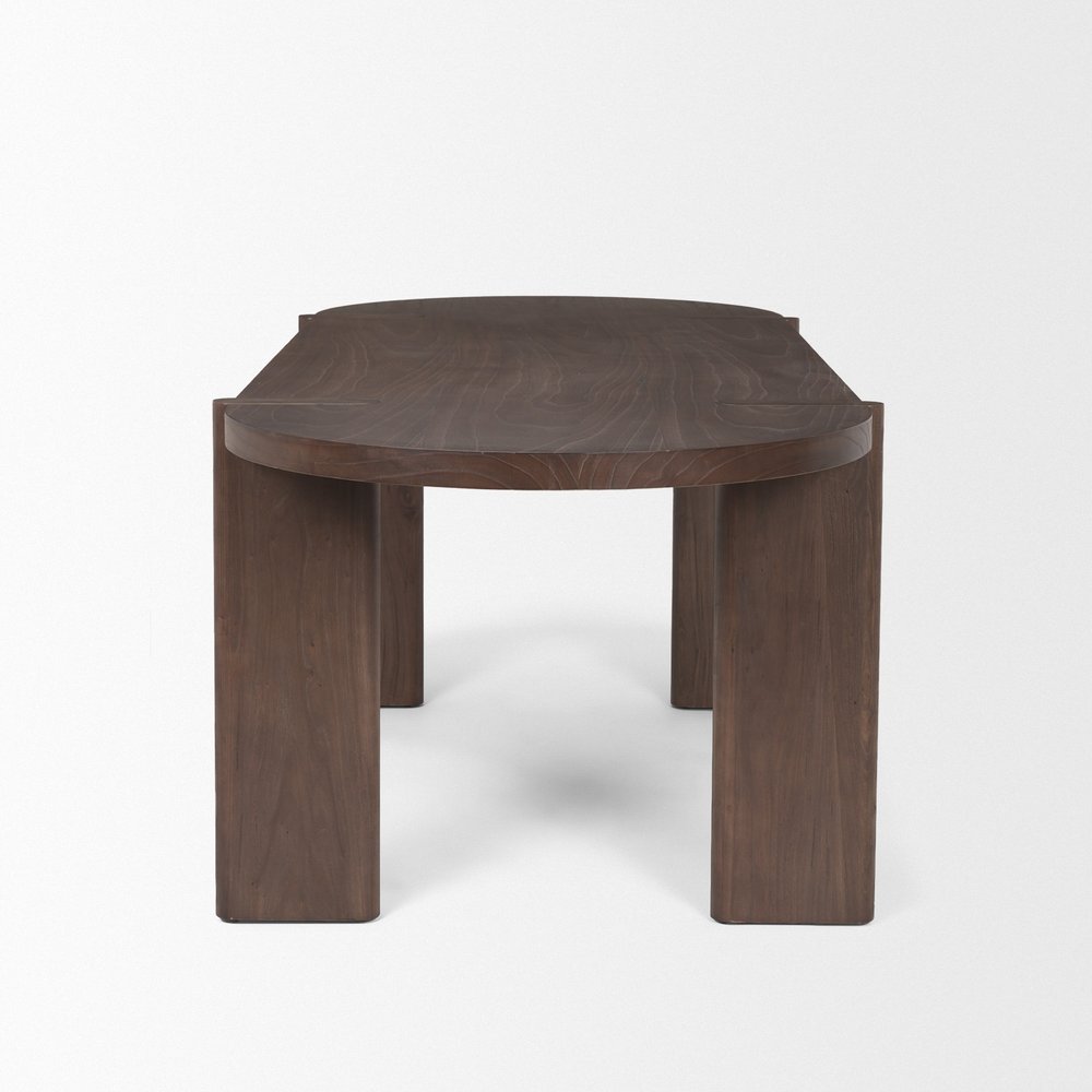 91" Brown Solid Wood Oval Dining Table