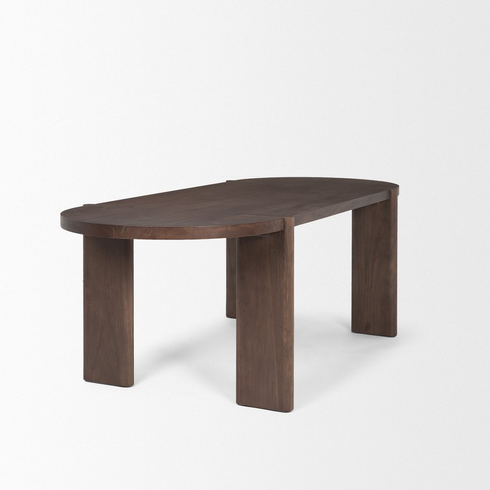91" Brown Solid Wood Oval Dining Table
