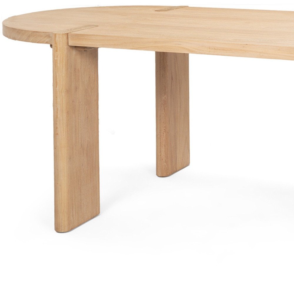 91" Light Brown Wood Oval Dining Table on a white background
