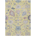 9' X 12' Yellow Lavender And Denim Blue Floral Washable Indoor Outdoor Area Rug on a white background