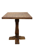 36" Brown Solid Wood Square Pedestal Bar Table. Bar & restaurant table isolated on a plain white background, in a brown wood finish.