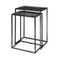 Set of Two Black Iron Nested Tables on a white background