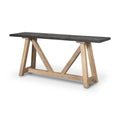 70" Black and Brown Solid Wood Trestle Console Table on a white background