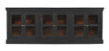 93" Charcoal Distressed Solid Wood Sideboard With Six Glass Doors on a white background
