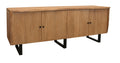 80" Natural Distressed Solid Wood Live Edge Credenza With Four Doors on a white background