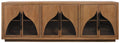 95" Natural Distressed Solid Wood Sideboard with Six Doors close-up detail