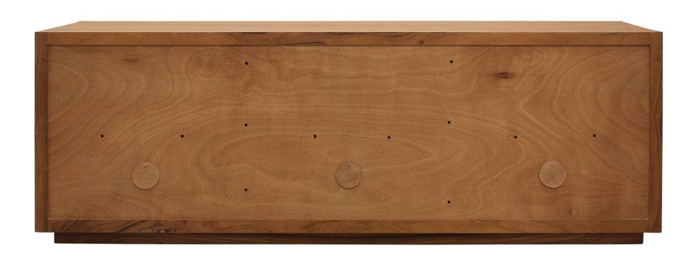 95" Natural Distressed Solid Wood Sideboard with Six Doors on a white background